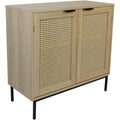 Credence marron tressage cannage a 2 portes bois ingenierie