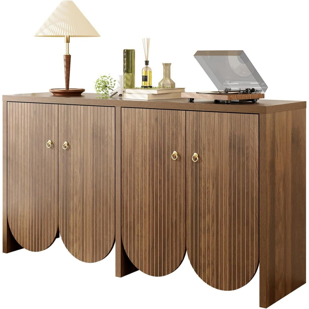 Buffet marron, MDF, 147 x 40 x 80 cm, rangement intelligent