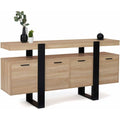 Meuble de rangement marron style industriel, enfilade a 4 portes 3 tiroirs