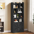 Bibliotheque gris fonce 4 etageres de rangement, bois ingenierie style industriel