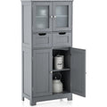 Meuble sur pied gris, rangement optimise