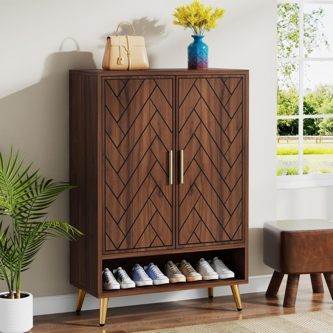 Armoire a chaussures marron en acier avec 2 portes