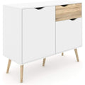 En panneau de particules massif, buffet gris clair 2 portes