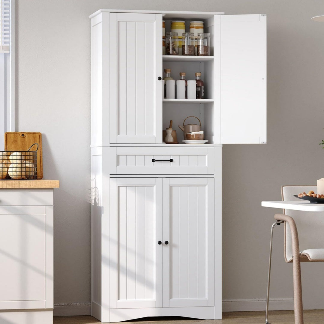 Enfilade design moderne gris clair a 4 portes 1 tiroir en metal