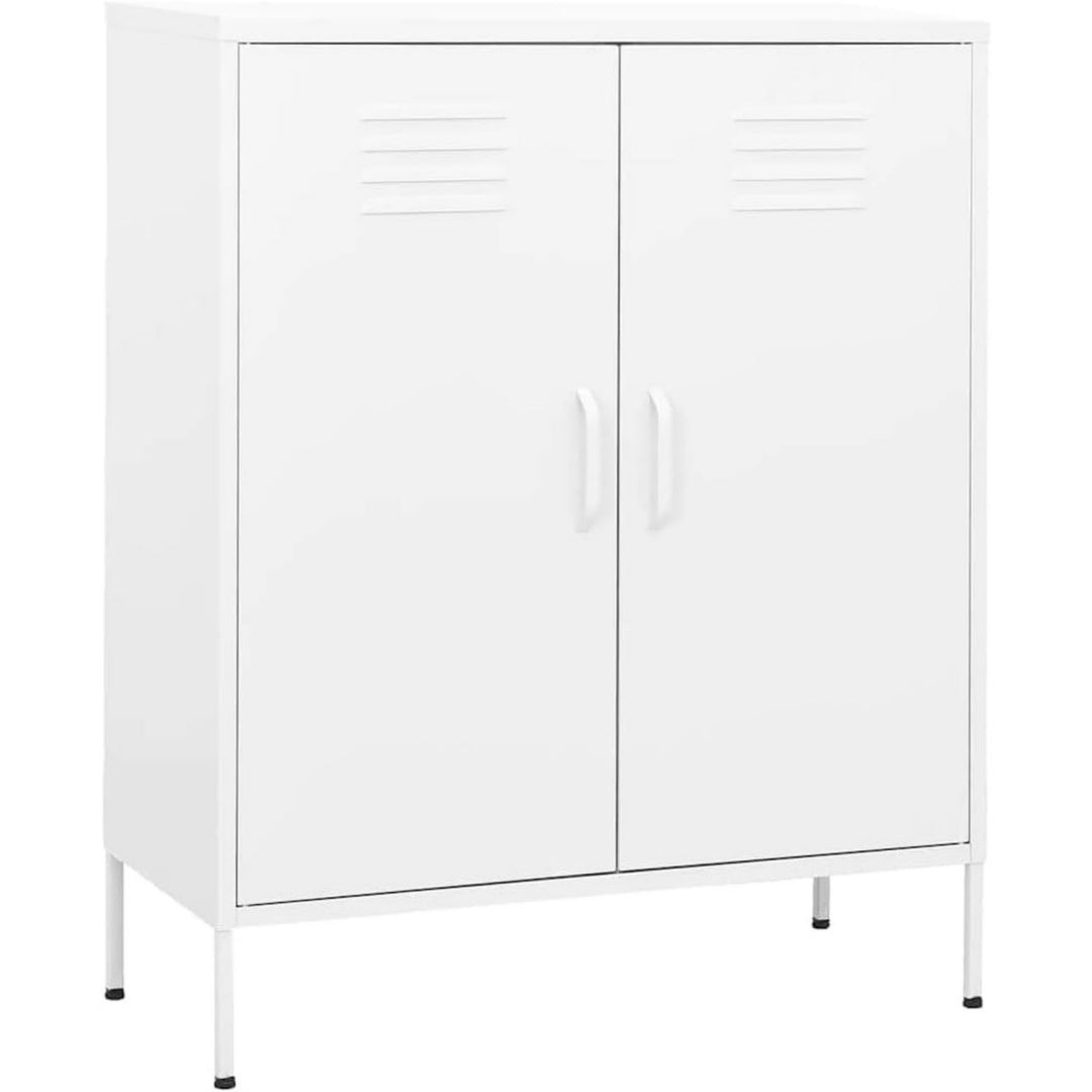 Commode gris clair finition metal etagere ouverte