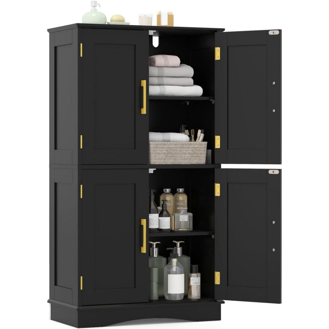 Colonne haute gris fonce 2 etageres reglables, bois ingenierie et esprit fermier