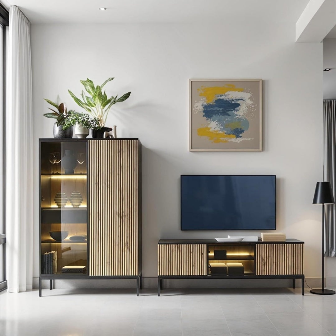 Ensemble de meubles gris authentique minimaliste 257 x 39 x 126 cm