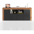 Buffet gris robuste 4 portes 200 x 40 x 85 cm