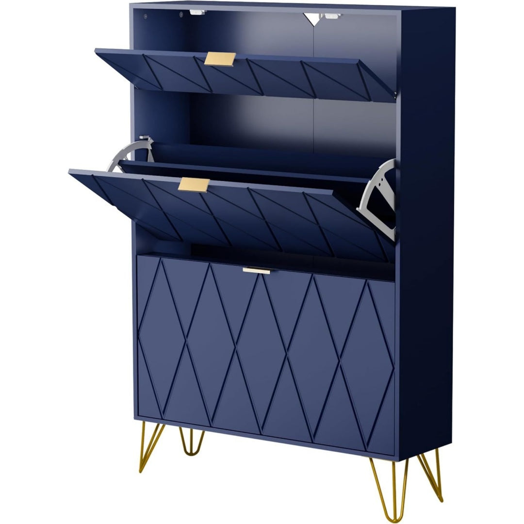 Armoire a chaussures bleu fonce chaleureux scandinave 80 x 24 x 120 cm