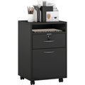 Commode gris fonce, roulettes, espace organise
